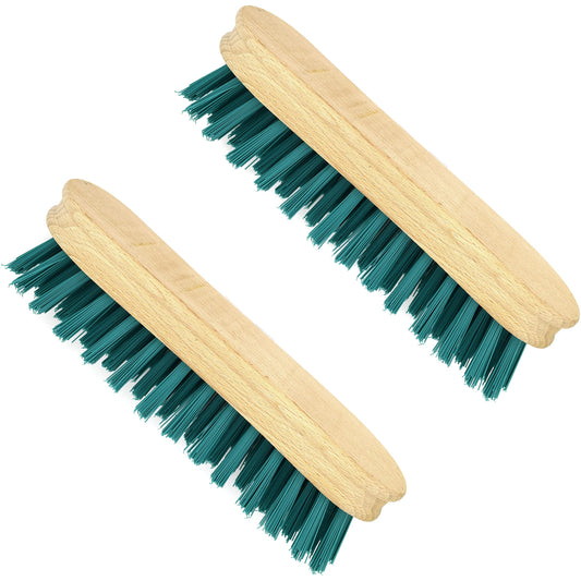 2 x Wooden Hand Scrubbing Brush with Stiff Bristles, Multipurpose and Water Resistant, Easy to Use and Long-Lasting