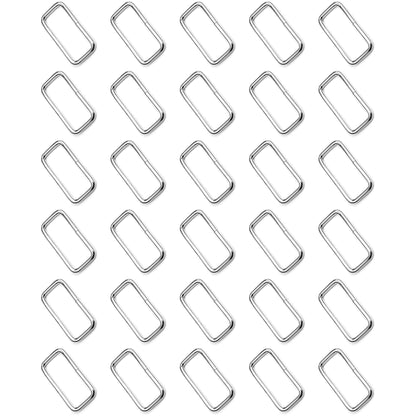 30 Pcs Buckles Set for 25 mm / 1" Webbing Strap, 30 x Rectangular Loops, Metal, Silver, Bag Making, Accessories, Straps, DIY