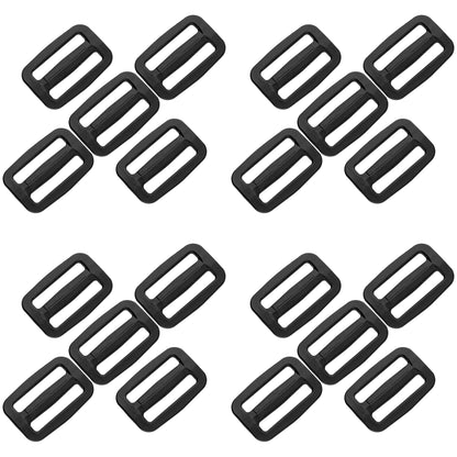 3 Bar Tri Glide Sliders Buckles Fasteners for 50 mm / 2 in Webbing Strap, Backpack, Bag - Black, Plastic (Pack of 20)