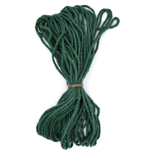 Premium Green Macrame Cord Twine, 10 m / 32 ft of 2 mm Thick Natural Cotton Thread Yarn Macrame Rope for DIY Crafts (Hank)