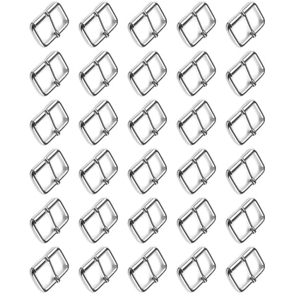 30 Pcs Buckles Set for 40 mm / 1.57" Webbing Strap, 30 x Belt Loops, Metal, Silver, Bag Making, Accessories, Straps, DIY, Crafts