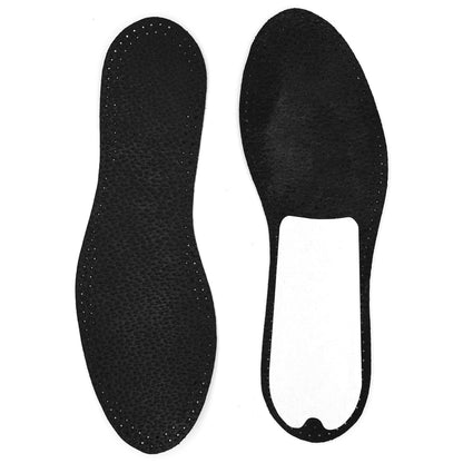 Leather Shoe Insoles Self-Adhesive Comfort Thin Leather Shoe Inserts (Black, Size 9 UK / 43 EU)