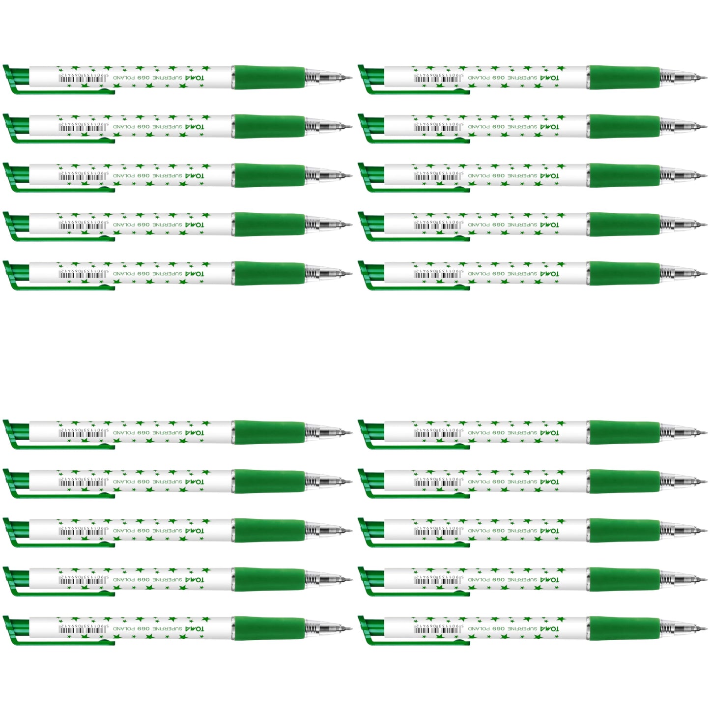 Ballpoint Pens, Retractable Smudge Free Pens, Extra Fine Point 0.5 mm, Ideal for School, Office, Everyday Use (Green, 20 Pens)