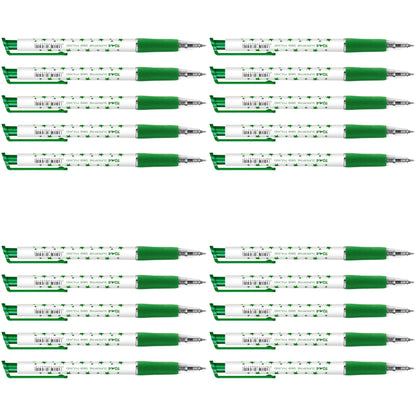 Ballpoint Pens, Retractable Smudge Free Pens, Extra Fine Point 0.5 mm, Ideal for School, Office, Everyday Use (Green, 20 Pens)