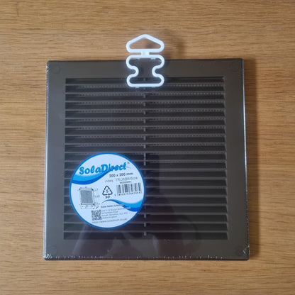 Brown Louvred Wall Vent Grille with Flyscreen and Screw Covers, 200 x 200 mm, Air Ventilation Duct Cover with Flat Back