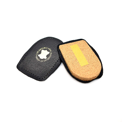 Black Leather Heel Support Orthotic Lift Pad Cork Cushion Genuine Shoe Insert Pair (3-6)
