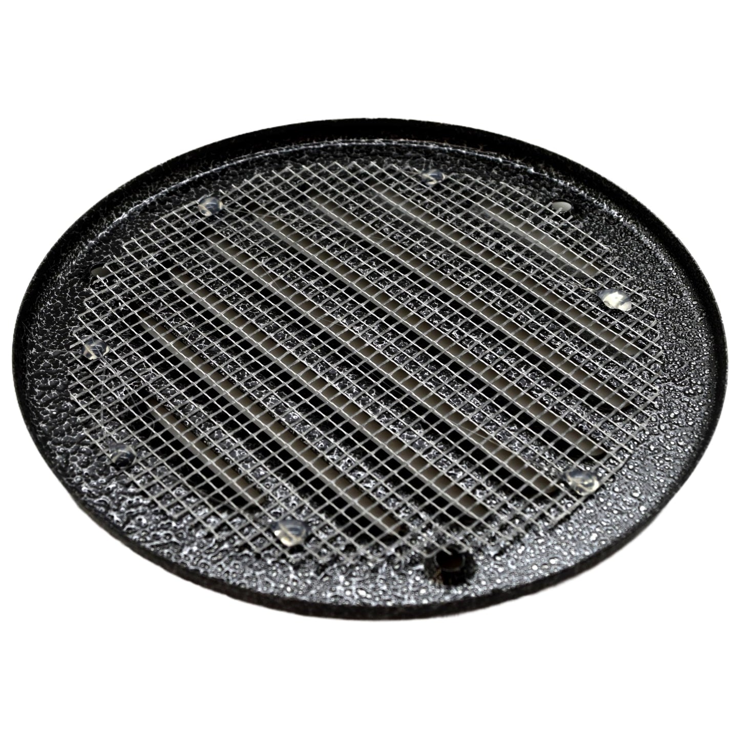 Graphite Grey Louvred Wall Vent Grille with Flyscreen, Fits 125 mm / 5 in Ducts, Round Ventilation Grille with Flat Back