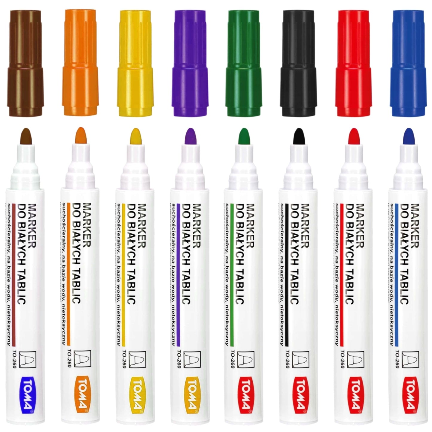 Whiteboard Marker Pens Set of 8 Colours - Dry Wipe Pens Non Toxic Low Odour - Easy Erasable White Board Markers for School Office