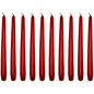 Tapered Dinner Candles, Pack of 10, Unscented, Long Burning Time, 24 cm / 19.45" (Red, Metallic)