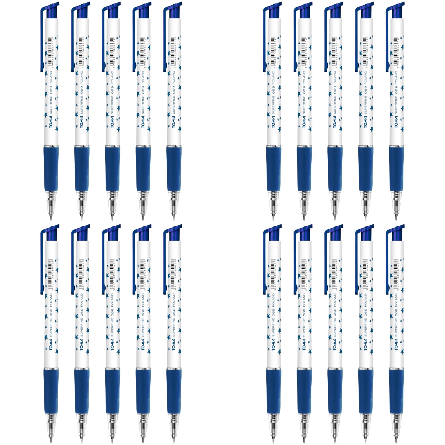 Ballpoint Pens, Retractable Smudge Free Pens, Extra Fine Point 0.5 mm, Ideal for School, Office, Everyday Use (Blue, 20 Pens)