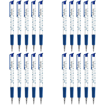 Ballpoint Pens, Retractable Smudge Free Pens, Extra Fine Point 0.5 mm, Ideal for School, Office, Everyday Use (Blue, 20 Pens)