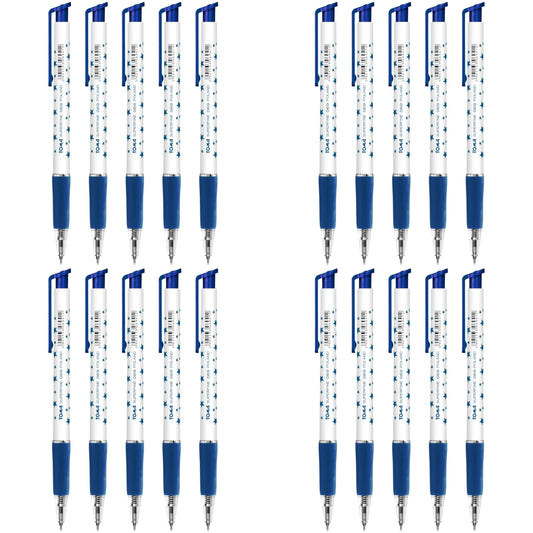 Ballpoint Pens, Retractable Smudge Free Pens, Extra Fine Point 0.5 mm, Ideal for School, Office, Everyday Use (Blue, 20 Pens)