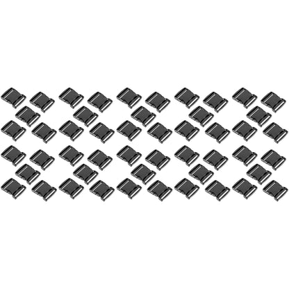Side Release Buckles Clips for 50 mm / 2 inch Webbing Strap, Squeeze Fasteners, Black Delrin Plastic (Pack of 50)