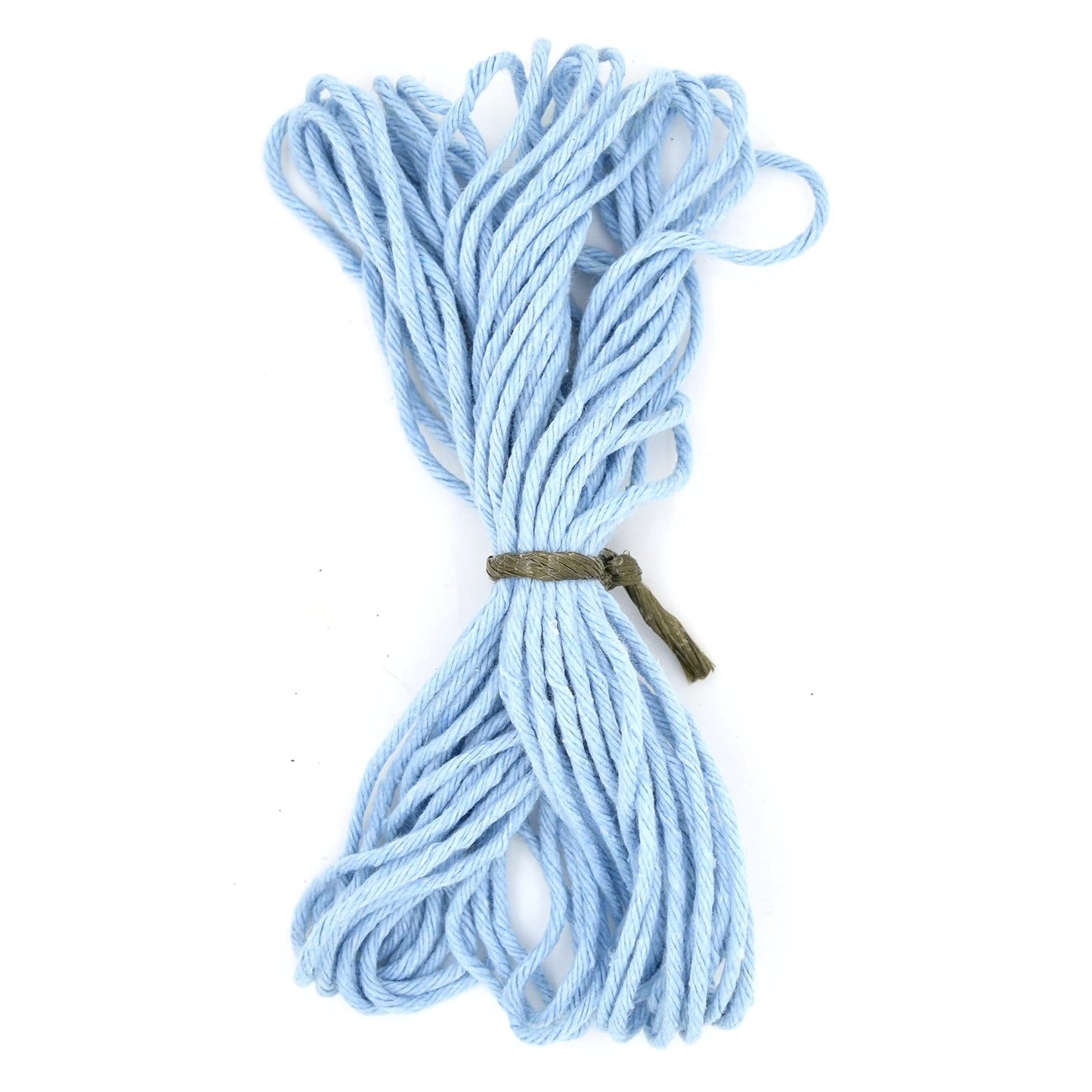 Premium Sky Blue Macrame Cord Twine, 10 m / 32 ft of 3 mm Thick Natural Cotton Thread Yarn Macrame Rope for DIY Crafts (Hank)