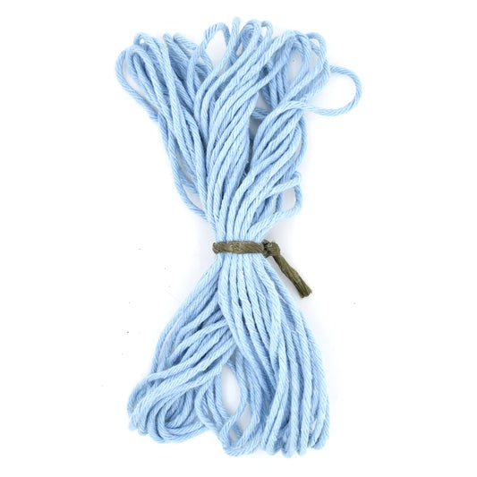 Premium Sky Blue Macrame Cord Twine, 20 m / 65 ft of 5 mm Thick Natural Cotton Thread Yarn Macrame Rope for DIY Crafts (Hank)