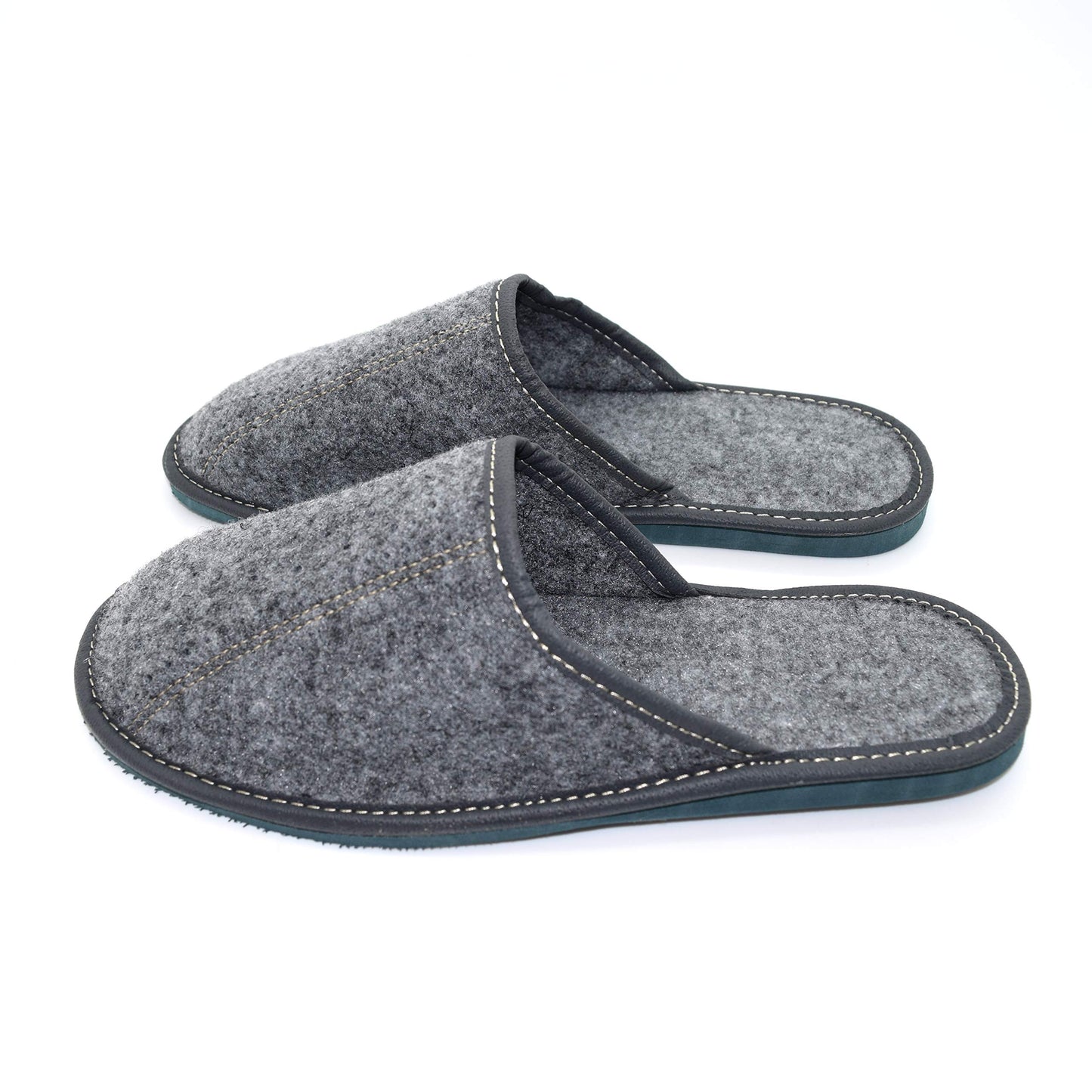 Men's Grey Felt Lined Slip On Mules Comfortable Slippers FIL (8 UK)
