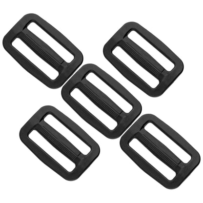 3 Bar Tri Glide Sliders Buckles Fasteners for 25 mm / 1 in Webbing Strap, Backpack, Bag - Black, Plastic (Pack of 5)
