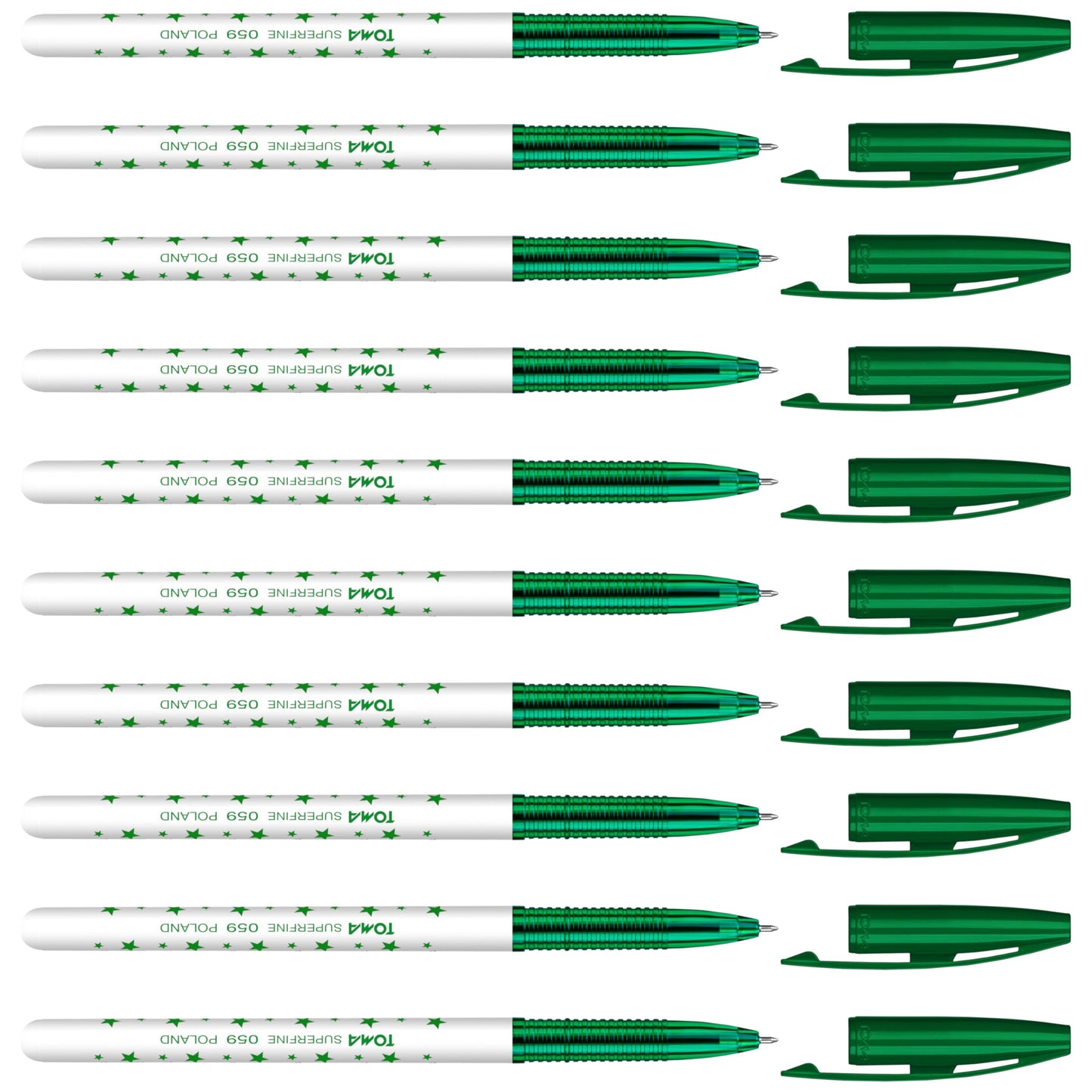 Ballpoint Pens, Smudge Free Ballpoint Pens, Extra Fine Point 0.5 mm, Ideal for School, Office, Everyday Use (Green, 10 Pens)