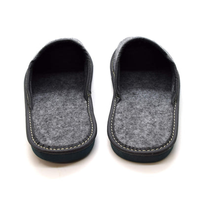 Men's Grey Felt Lined Slip On Mules Comfortable Slippers FIL (8 UK)