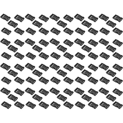 Side Release Buckles Clips for 40 mm / 1.5 inch Webbing Strap, Squeeze Fasteners, Black Delrin Plastic (Pack of 100)