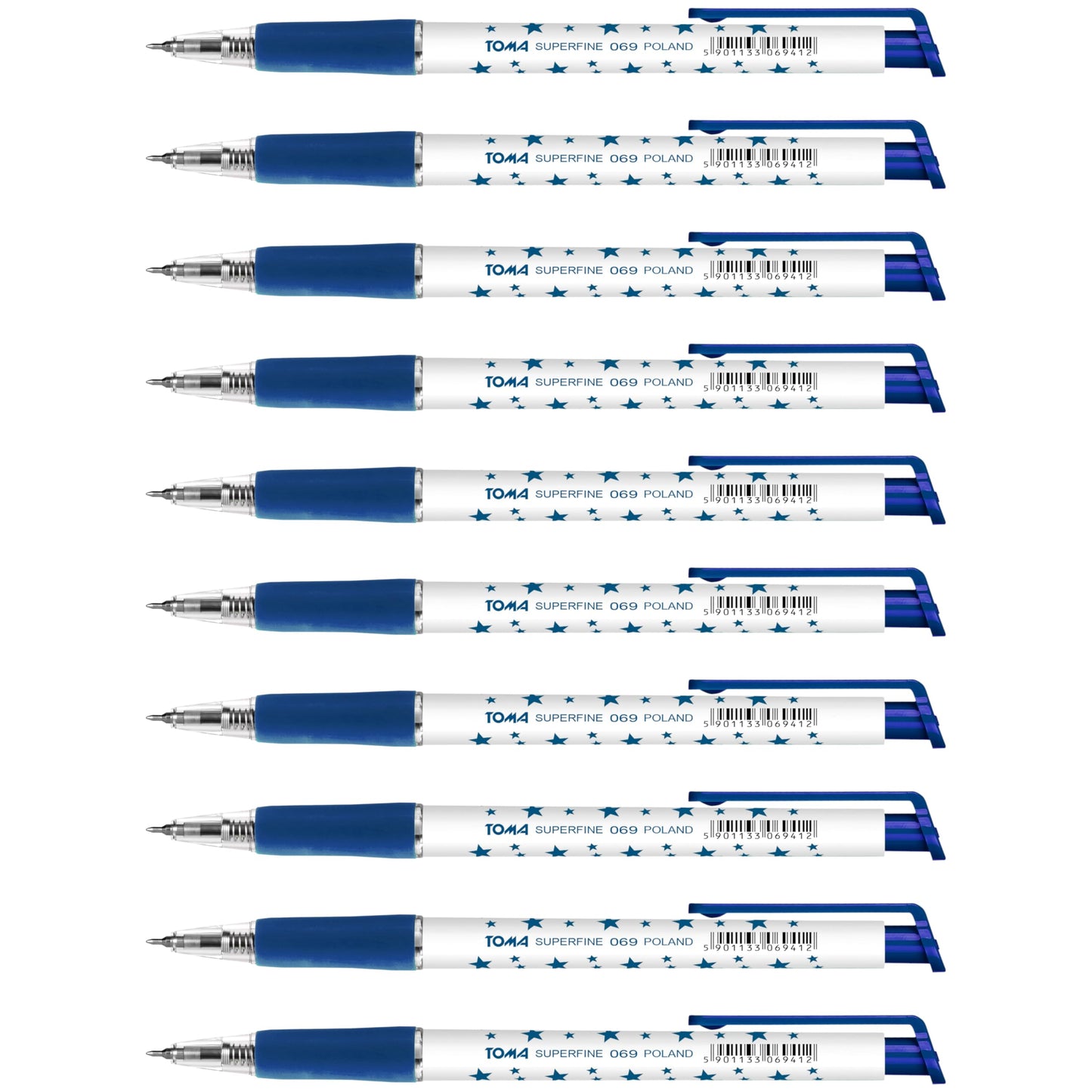 Ballpoint Pens, Retractable Smudge Free Pens, Extra Fine Point 0.5 mm, Ideal for School, Office, Everyday Use (Blue, 10 Pens)