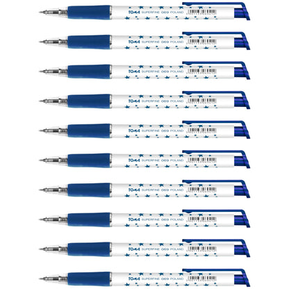 Ballpoint Pens, Retractable Smudge Free Pens, Extra Fine Point 0.5 mm, Ideal for School, Office, Everyday Use (Blue, 10 Pens)