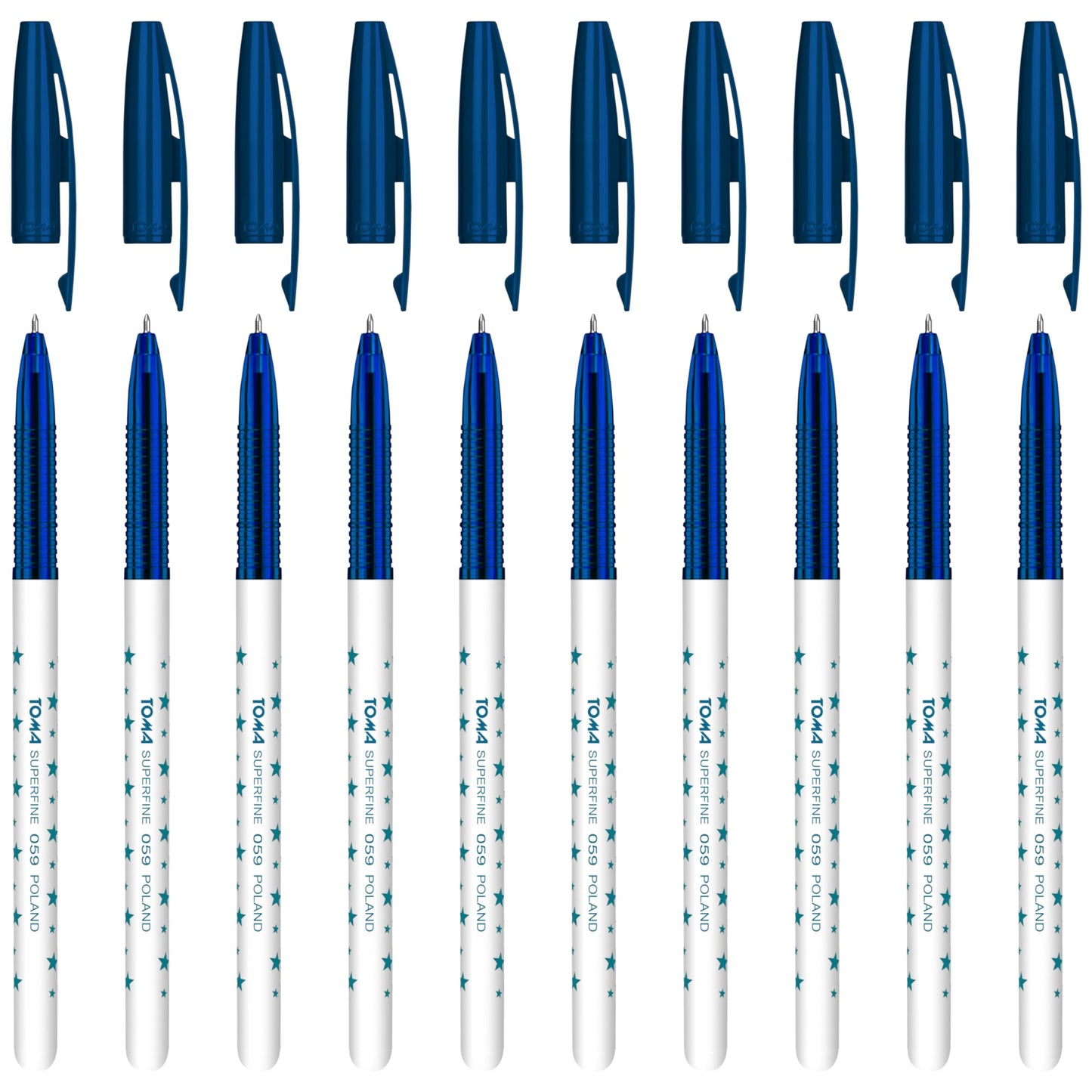 Ballpoint Pens, Smudge Free Ballpoint Pens, Extra Fine Point 0.5 mm, Ideal for School, Office, Everyday Use (Blue, 10 Pens)