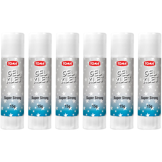 15 g Glue Sticks, Gel Glue Sticks, Clear, Washable, Non-toxic, Odourless, Ideal for School, Office, Everyday Use (Pack of 6)