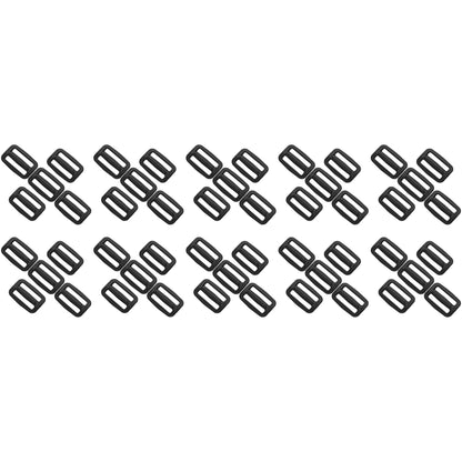 3 Bar Tri Glide Sliders Buckles Fasteners for 20 mm / 0.78 in Webbing Strap, Backpack, Bag - Black, Plastic (Pack of 50)