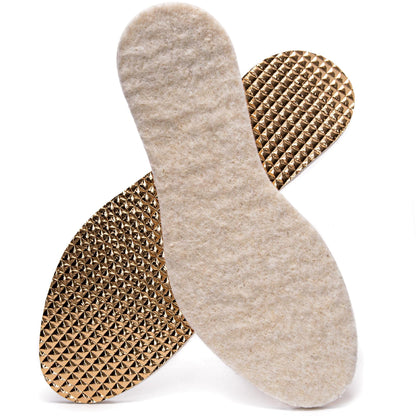 Insulating Shoe Inserts Insoles, Warm Shoe Thermal Triple Layer, Sheep Wool + Insulating Foam + Aluminium Foil (UK 5 / EU 38)
