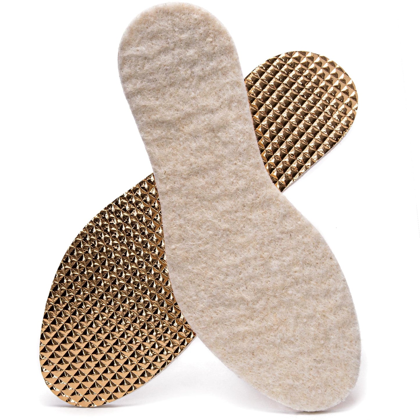 Insulating Shoe Inserts Insoles, Warm Shoe Thermal Triple Layer, Sheep Wool + Insulating Foam + Aluminium Foil (UK 6 / EU 39)