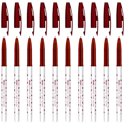 Ballpoint Pens, Smudge Free Ballpoint Pens, Extra Fine Point 0.5 mm, Ideal for School, Office, Everyday Use (Red, 10 Pens)