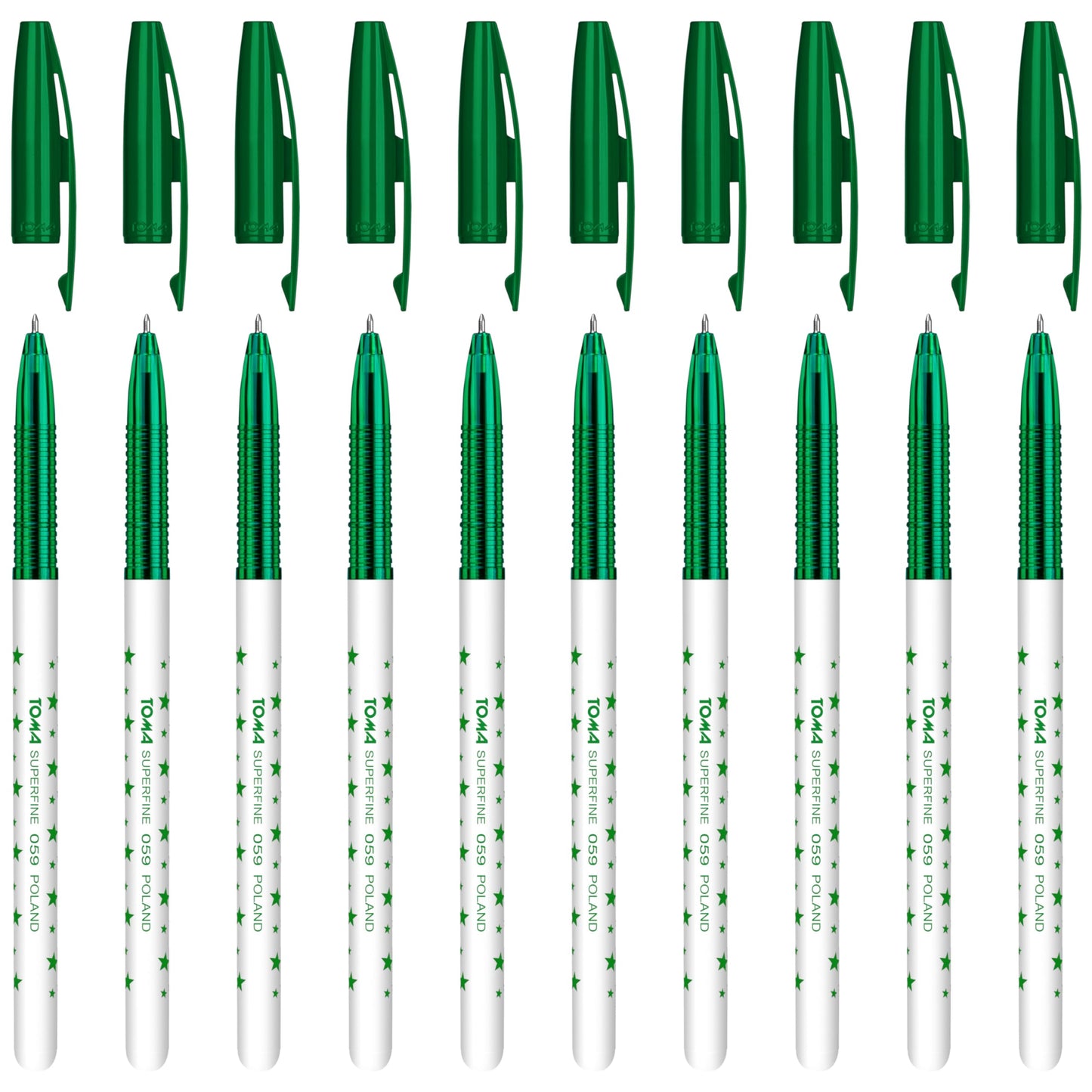 Ballpoint Pens, Smudge Free Ballpoint Pens, Extra Fine Point 0.5 mm, Ideal for School, Office, Everyday Use (Green, 10 Pens)