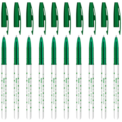 Ballpoint Pens, Smudge Free Ballpoint Pens, Extra Fine Point 0.5 mm, Ideal for School, Office, Everyday Use (Green, 10 Pens)