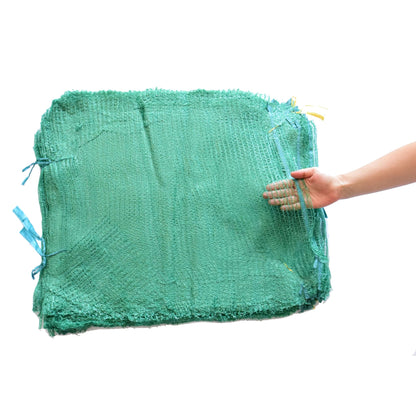 100 x Net Sacks 42 x 60 cm / 16.5 x 23.5" Max Load 15 Kg Non-Stretch with Drawstring, Raschel Bags, Mesh Sacks (Green)