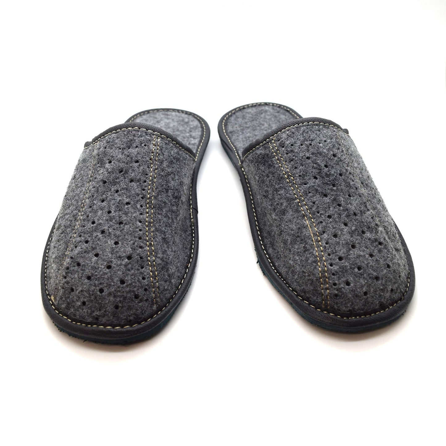 Men's Grey Felt Lined Slip On Mules Comfortable Slippers FIL (9 UK)