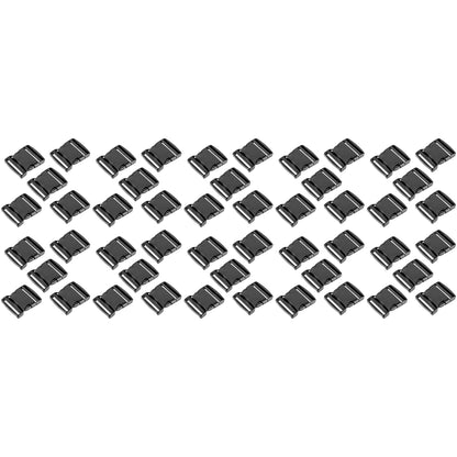 Side Release Buckles Clips for 50 mm / 2 inch Webbing Strap, Squeeze Fasteners, Black Delrin Plastic (Pack of 50)