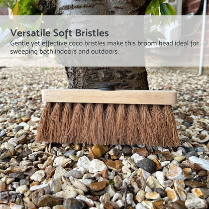 10-Inch Natural Soft Coco Sweeping Broom Head - Eco-Friendly Soft Bristle Sweeping Brush - Ideal for Indoors and Outdoors
