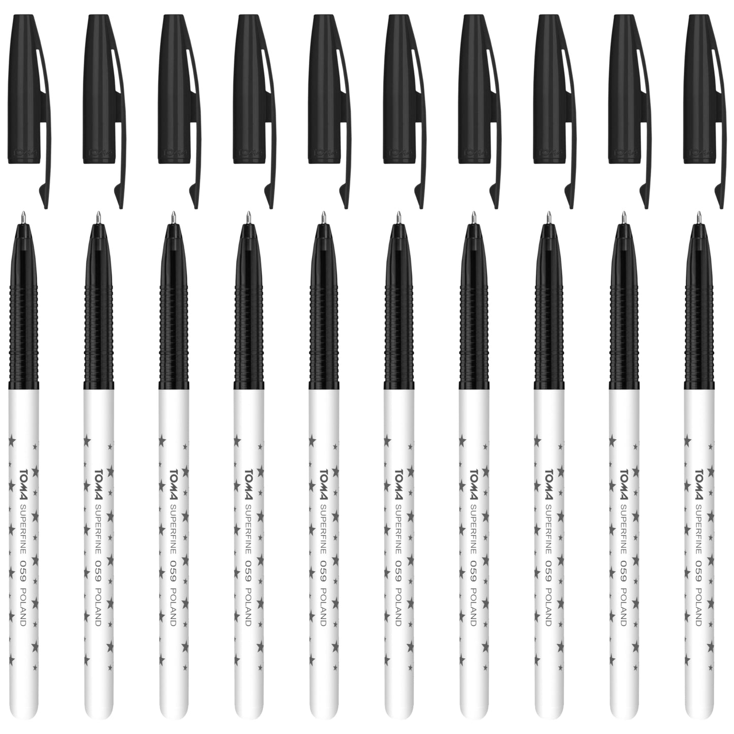 Ballpoint Pens, Smudge Free Ballpoint Pens, Extra Fine Point 0.5 mm, Ideal for School, Office, Everyday Use (Black, 10 Pens)