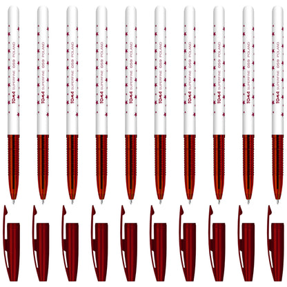 Ballpoint Pens, Smudge Free Ballpoint Pens, Extra Fine Point 0.5 mm, Ideal for School, Office, Everyday Use (Red, 10 Pens)