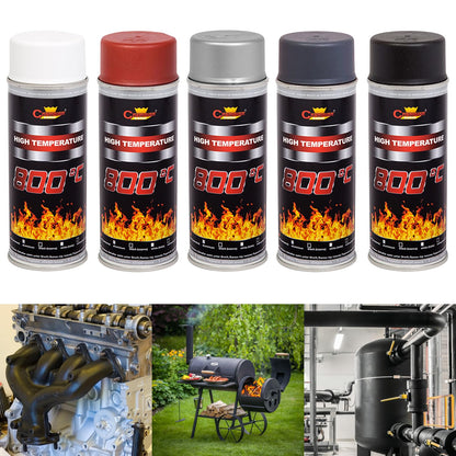 2 x 400 mL White RAL 9003 Heat-Resistant Enamel Paint Silicone-Based Up to 800 C - High Temperature Metal Coating