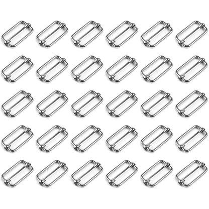 30 Pcs Buckles Set for 40 mm / 1.57" Webbing Strap, 30 x Triglide Sliders, Metal, Silver, Bag Making, Accessories, Straps, DIY