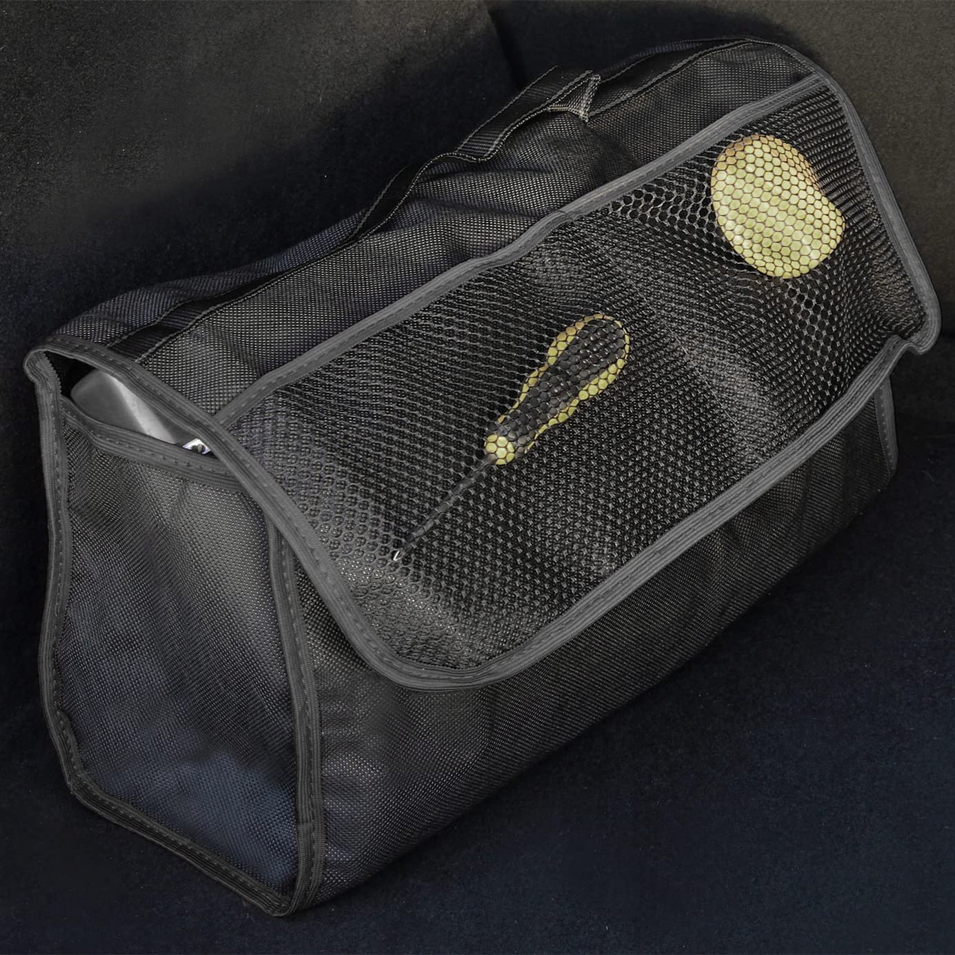 Car Boot Organiser Bag Anti Slip Foldable for Boot Storage Case Tool Bag Boot Tidy Bag, Suitable for All Vehicles, Black (Big)