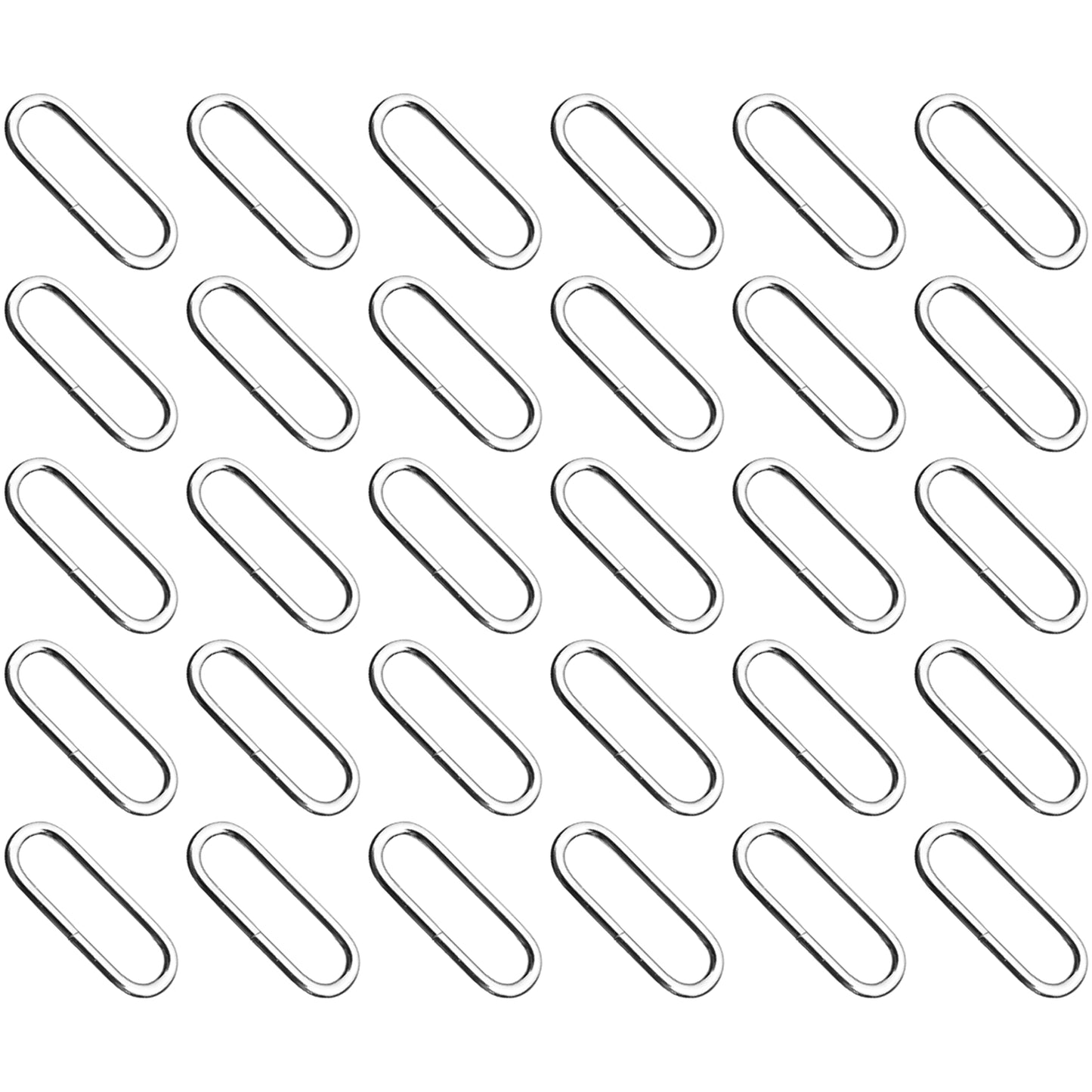 30 Pcs Buckles Set for 40 mm / 1.57" Webbing Strap, 30 x Oval Loops, Metal, Silver, Bag Making, Accessories, Straps, DIY, Crafts