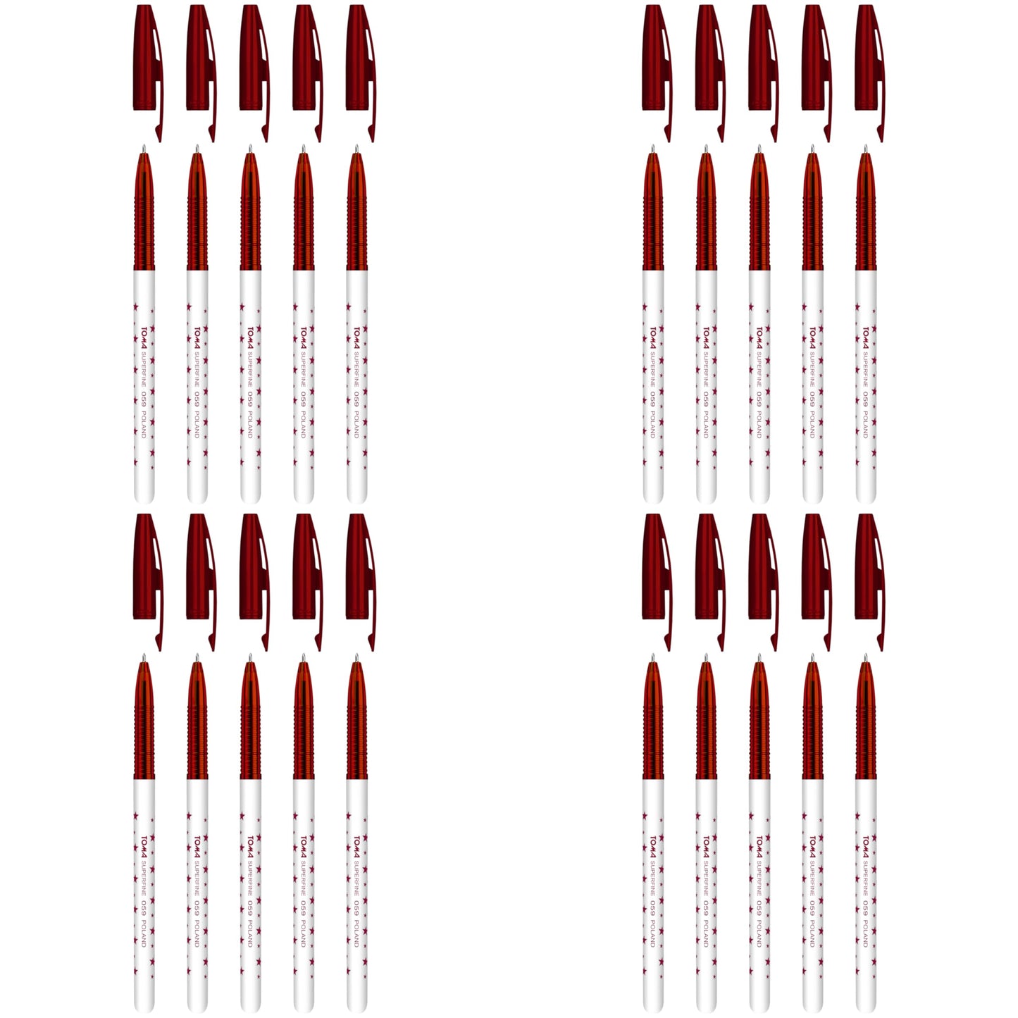 Ballpoint Pens, Smudge Free Ballpoint Pens, Extra Fine Point 0.5 mm, Ideal for School, Office, Everyday Use (Red, 20 Pens)