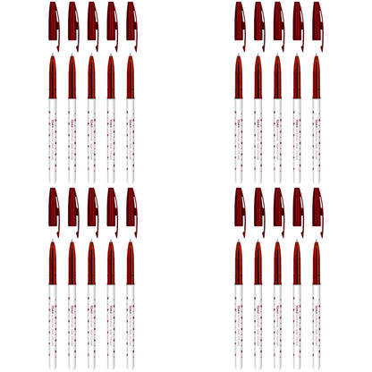 Ballpoint Pens, Smudge Free Ballpoint Pens, Extra Fine Point 0.5 mm, Ideal for School, Office, Everyday Use (Red, 20 Pens)
