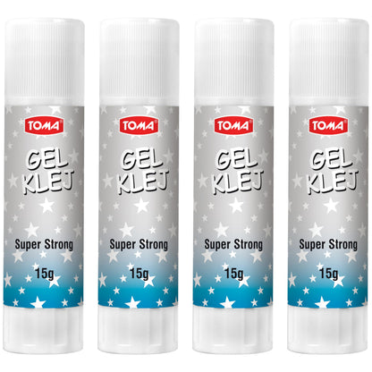 15 g Glue Sticks, Gel Glue Sticks, Clear, Washable, Non-toxic, Odourless, Ideal for School, Office, Everyday Use (Pack of 4)