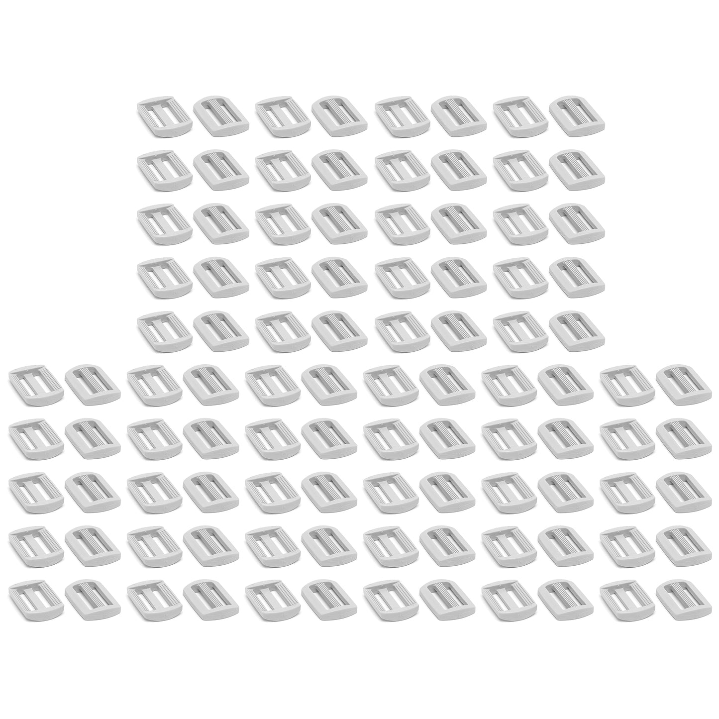3 Bar Tri Glide Sliders Buckles Fasteners for 25 mm / 1 in Webbing Strap, Backpack, Bag - White, Plastic (Pack of 100)
