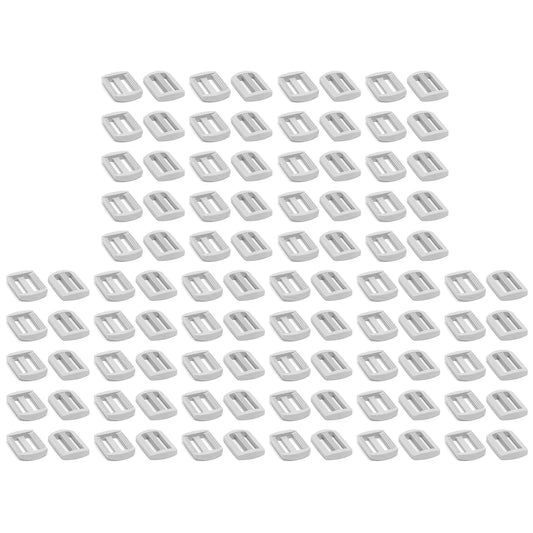 3 Bar Tri Glide Sliders Buckles Fasteners for 25 mm / 1 in Webbing Strap, Backpack, Bag - White, Plastic (Pack of 100)