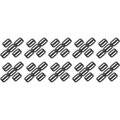 3 Bar Tri Glide Sliders Buckles Fasteners for 20 mm / 0.78 in Webbing Strap, Backpack, Bag - Black, Plastic (Pack of 50)